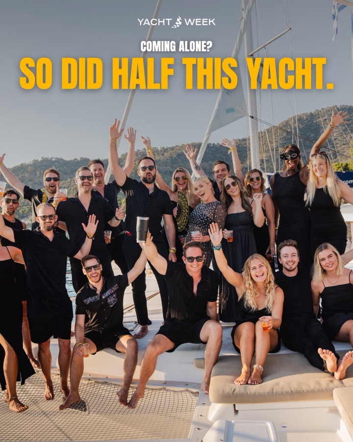 Finished Yacht Week solo traveller ad — Coming alone? So did half this yacht — generated by the GMB creative engine